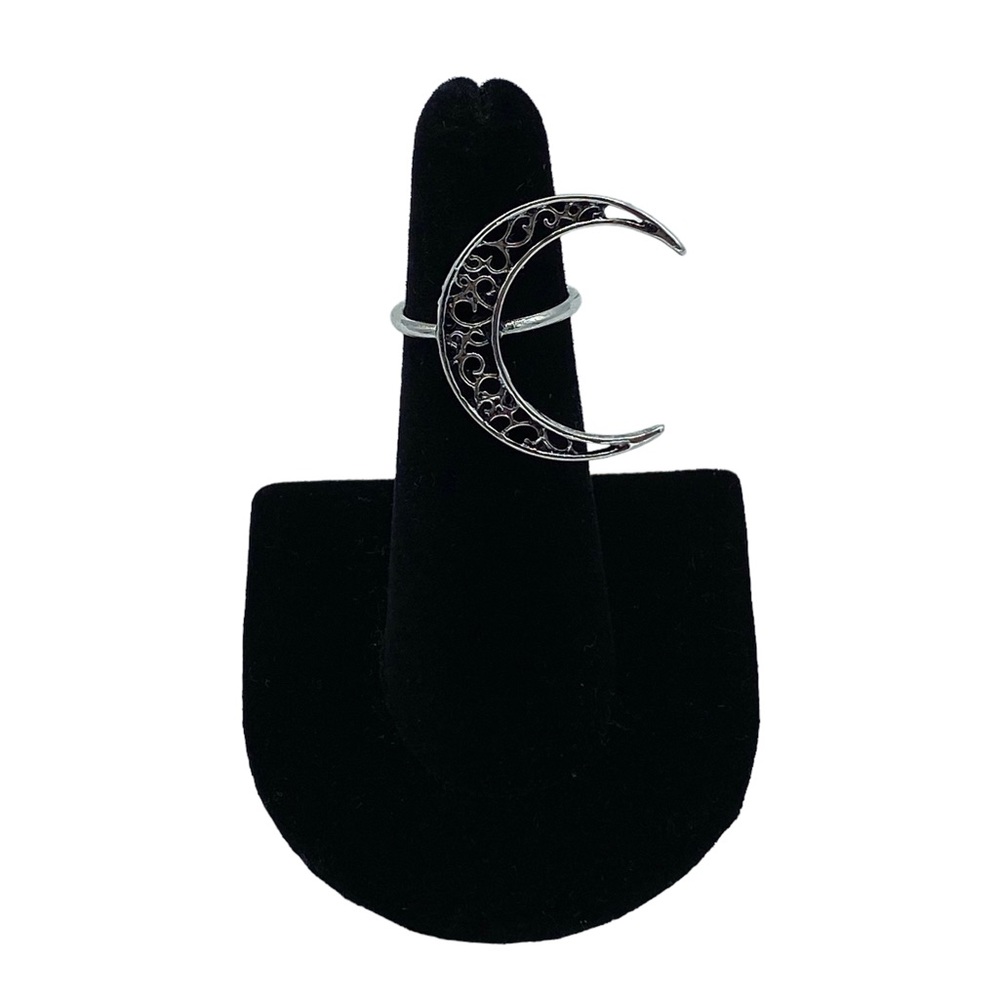 Vintage Silver Large Boho Bohemian Moon Ring